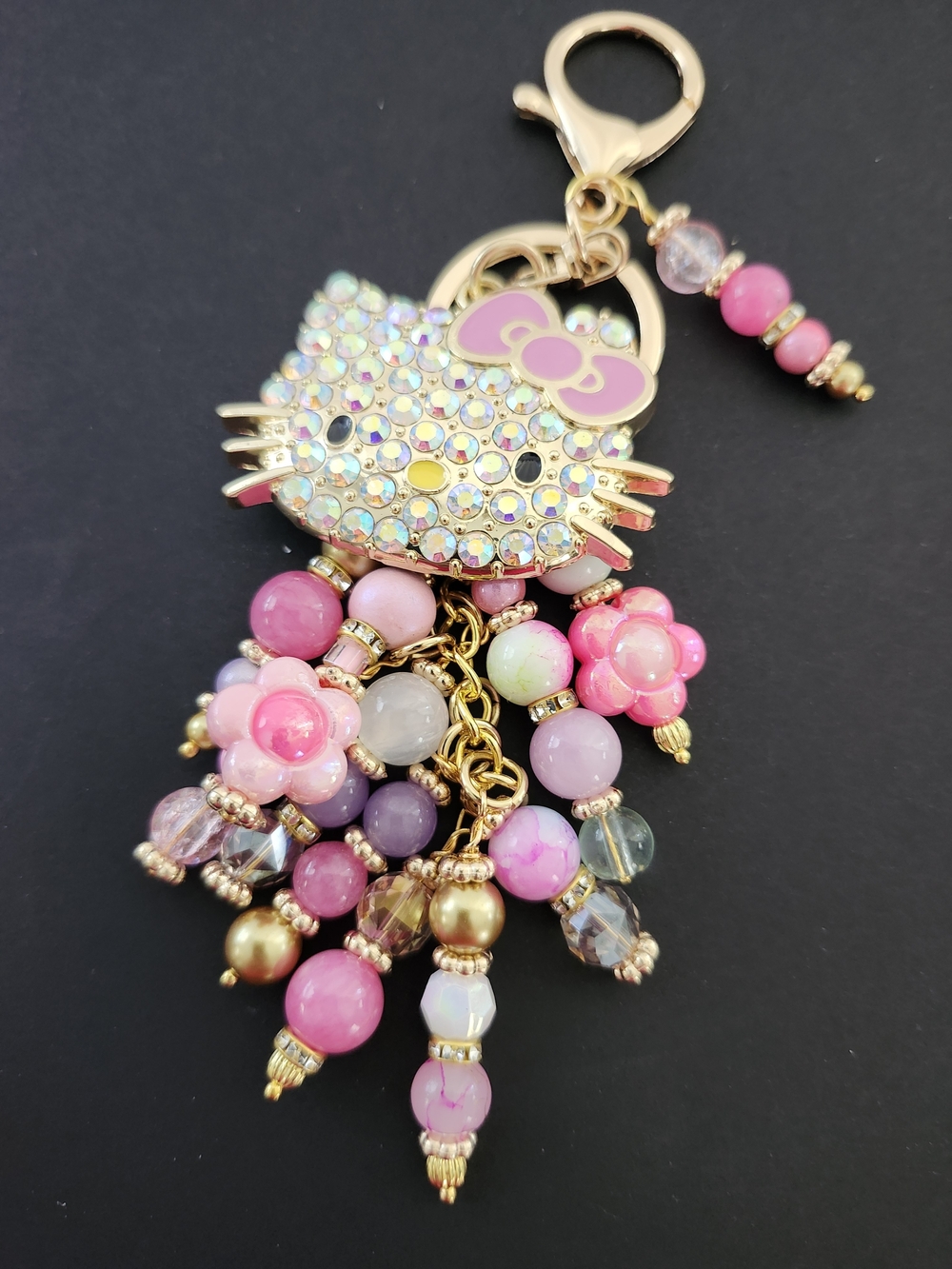 Hello Kitty Purse Charm or Keychain Jade Quartz Jasper Handcrafted